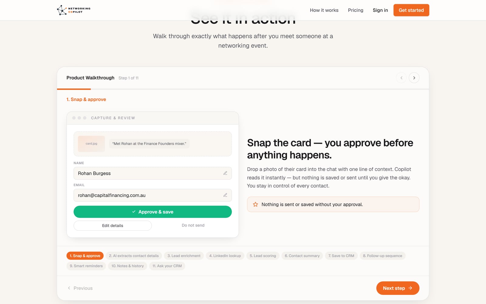 Snap and approve a contact